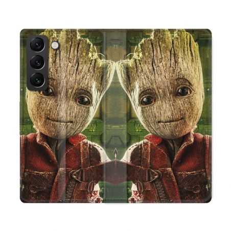 Housse Cuir Portefeuille Pour Samsung Galaxy S22 Ultra Groot Vert