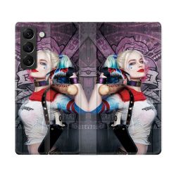 Housse Cuir Portefeuille Pour Samsung Galaxy S22 Ultra Harley Quinn Batte