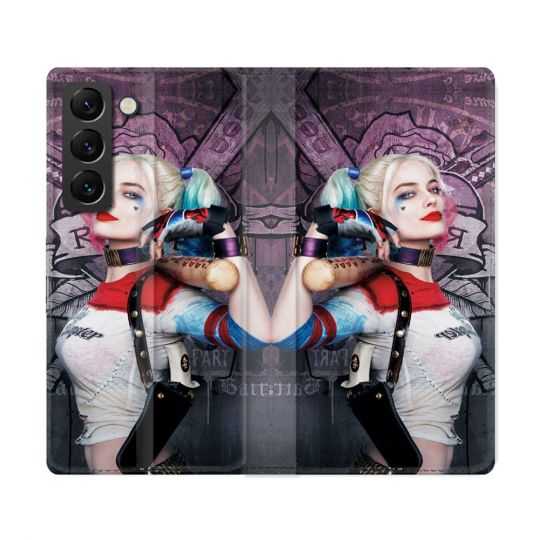 Housse Cuir Portefeuille Pour Samsung Galaxy S22 Ultra Harley Quinn Batte