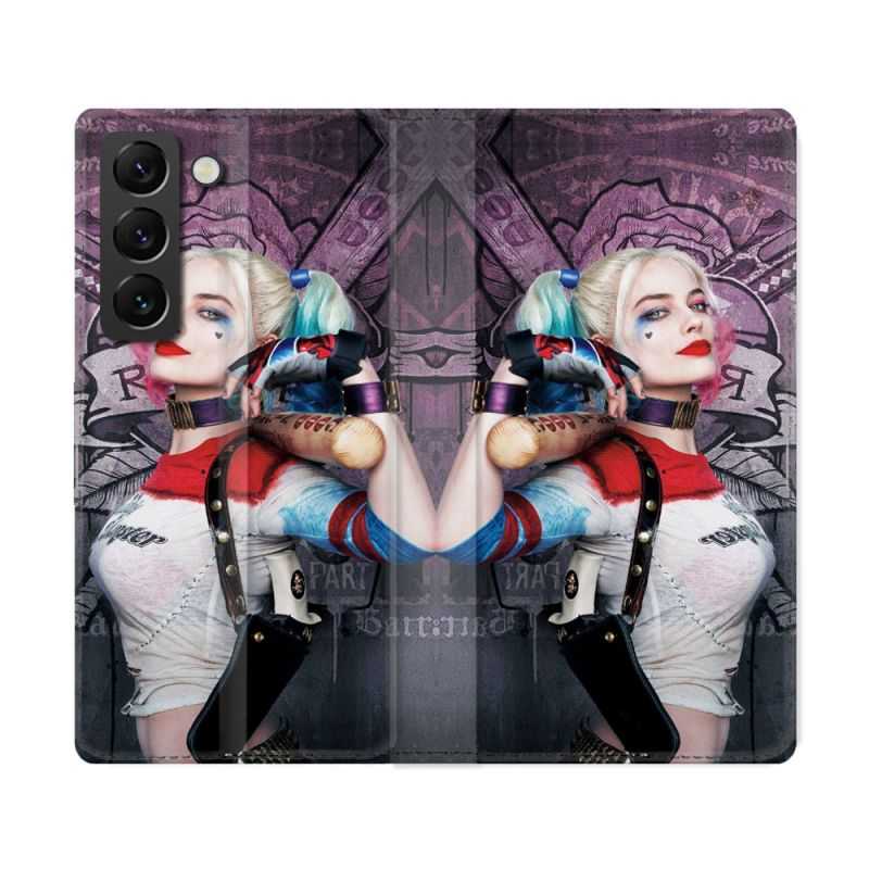 Housse Cuir Portefeuille Pour Samsung Galaxy S22 Ultra Harley Quinn Batte