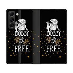 Housse Cuir Portefeuille Pour Samsung Galaxy S22 Ultra Harry Potter Dobby Free Noir
