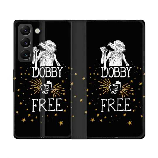 Housse Cuir Portefeuille Pour Samsung Galaxy S22 Ultra Harry Potter Dobby Free Noir