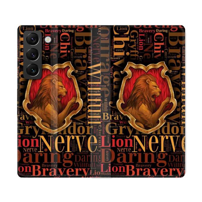 Housse Cuir Portefeuille Pour Samsung Galaxy S22 Ultra Harry Potter Griffondor