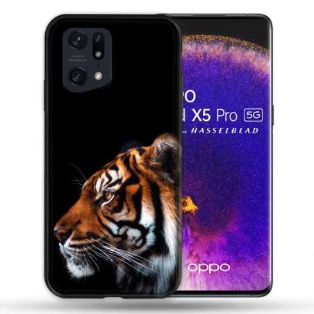 Coque Pour Oppo Find X5 Pro Animal Tigre Noir