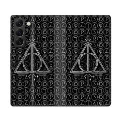 Housse Cuir Portefeuille Pour Samsung Galaxy S22 Ultra Harry Potter Hollows Triangle Noir