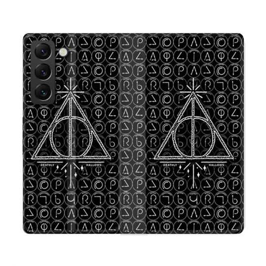 Housse Cuir Portefeuille Pour Samsung Galaxy S22 Ultra Harry Potter Hollows Triangle Noir