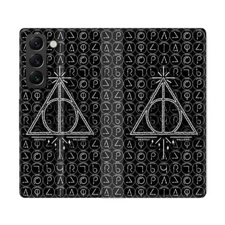 Housse Cuir Portefeuille Pour Samsung Galaxy S22 Ultra Harry Potter Hollows Triangle Noir