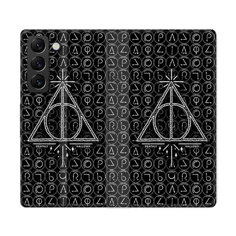 Housse Cuir Portefeuille Pour Samsung Galaxy S22 Ultra Harry Potter Hollows Triangle Noir