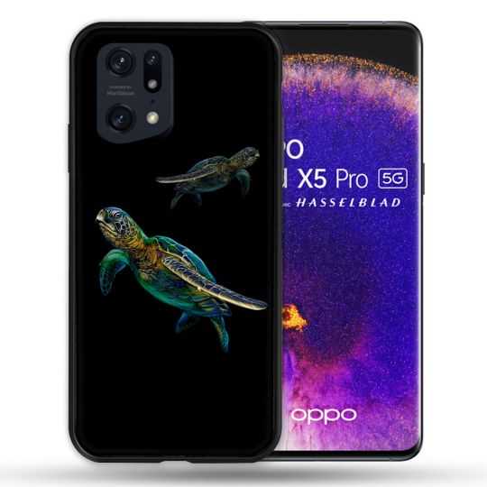 Coque Pour Oppo Find X5 Pro Animal Tortue Noire multicolore
