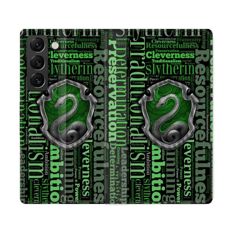 Housse Cuir Portefeuille Pour Samsung Galaxy S22 Ultra Harry Potter Serpentar