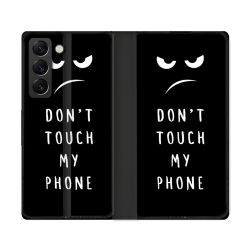 Housse Cuir Portefeuille Pour Samsung Galaxy S22 Ultra Humour Don't Touch