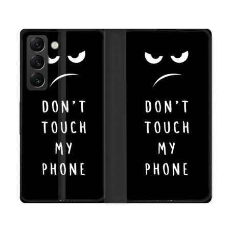 Housse Cuir Portefeuille Pour Samsung Galaxy S22 Ultra Humour Don't Touch