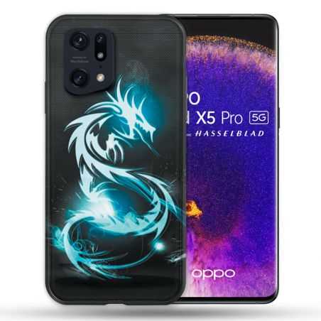 Coque Pour Oppo Find X5 Pro Fantastique Dragon Bleu