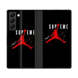 Housse Cuir Portefeuille Pour Samsung Galaxy S22 Ultra Jordan Supreme Noir