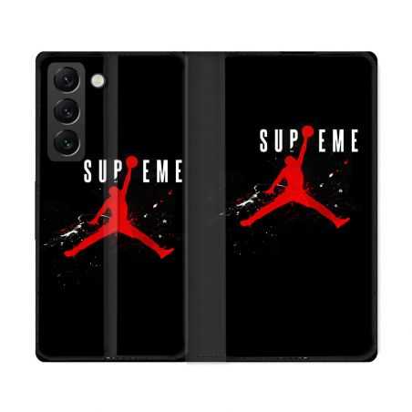 Housse Cuir Portefeuille Pour Samsung Galaxy S22 Ultra Jordan Supreme Noir
