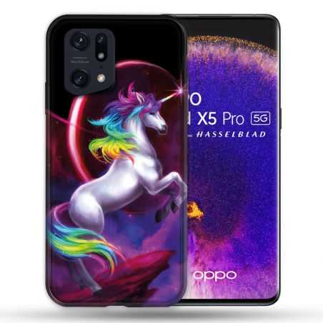 Coque Pour Oppo Find X5 Pro Fantastique Licorne Arc en ciel