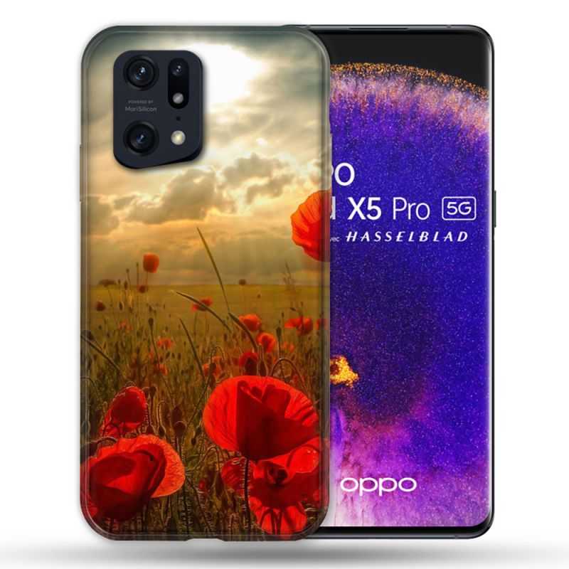 Coque Pour Oppo Find X5 Pro Fleur Coquelicot
