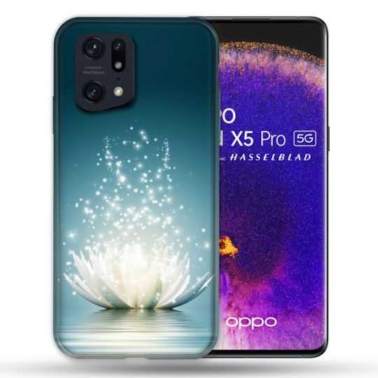 Coque Pour Oppo Find X5 Pro Fleur Lotus Blanc