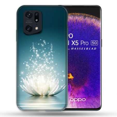 Coque Pour Oppo Find X5 Pro Fleur Lotus Blanc