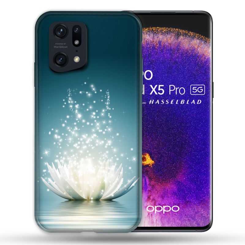 Coque Pour Oppo Find X5 Pro Fleur Lotus Blanc