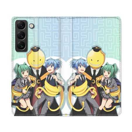 Housse Cuir Portefeuille Pour Samsung Galaxy S22 Ultra Manga Assassination Classroom Kuro Trio