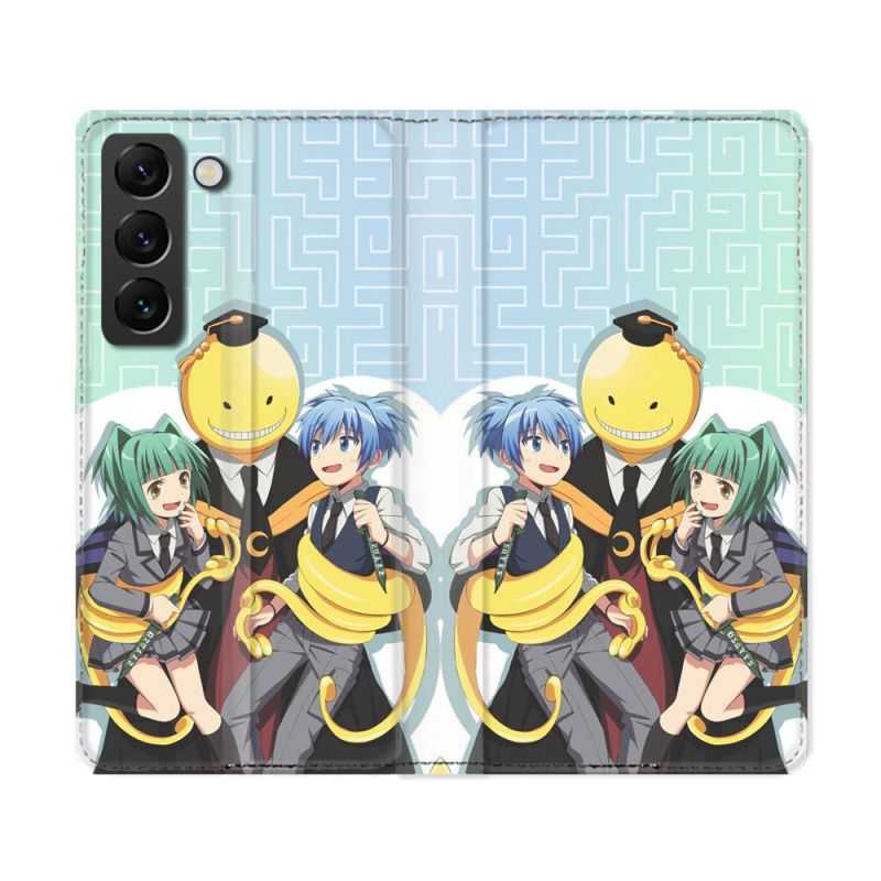 Housse Cuir Portefeuille Pour Samsung Galaxy S22 Ultra Manga Assassination Classroom Kuro Trio