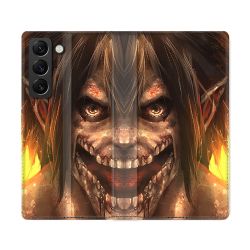 Housse Cuir Portefeuille Pour Samsung Galaxy S22 Ultra Manga Attaque Titans Eren Titan
