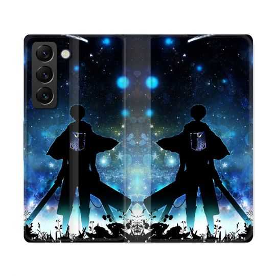 Housse Cuir Portefeuille Pour Samsung Galaxy S22 Ultra Manga Attaque Titans Levi