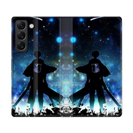 Housse Cuir Portefeuille Pour Samsung Galaxy S22 Ultra Manga Attaque Titans Levi