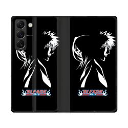 Housse Cuir Portefeuille Pour Samsung Galaxy S22 Ultra Manga Bleach Duo