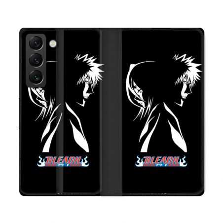 Housse Cuir Portefeuille Pour Samsung Galaxy S22 Ultra Manga Bleach Duo