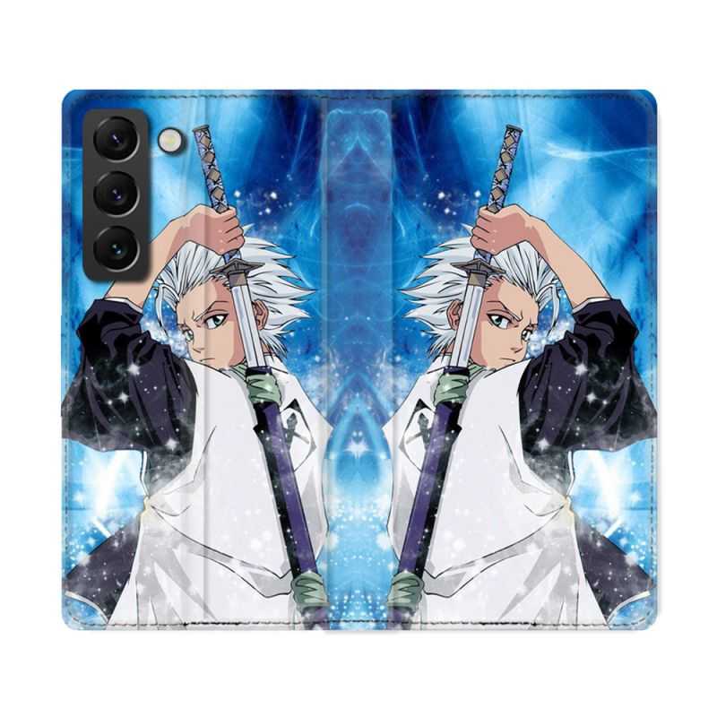 Housse Cuir Portefeuille Pour Samsung Galaxy S22 Ultra Manga Bleach Hitsugaya