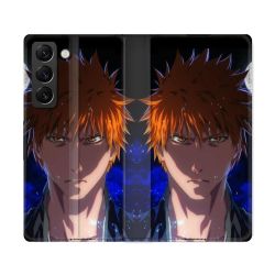 Housse Cuir Portefeuille Pour Samsung Galaxy S22 Ultra Manga Bleach Ichigo