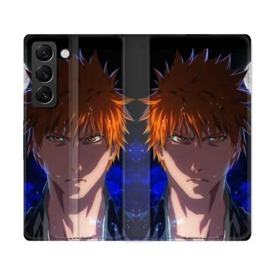 Housse Cuir Portefeuille Pour Samsung Galaxy S22 Ultra Manga Bleach Ichigo