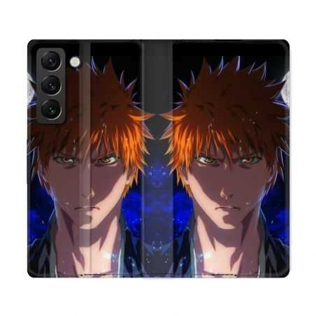 Housse Cuir Portefeuille Pour Samsung Galaxy S22 Ultra Manga Bleach Ichigo