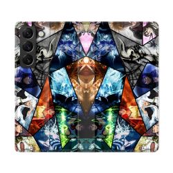 Housse Cuir Portefeuille Pour Samsung Galaxy S22 Ultra Manga Bleach Pele Mele