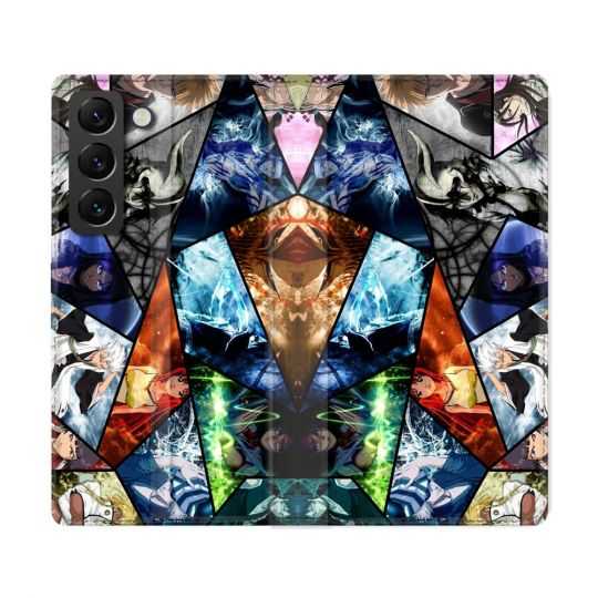Housse Cuir Portefeuille Pour Samsung Galaxy S22 Ultra Manga Bleach Pele Mele