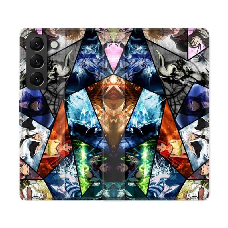 Housse Cuir Portefeuille Pour Samsung Galaxy S22 Ultra Manga Bleach Pele Mele