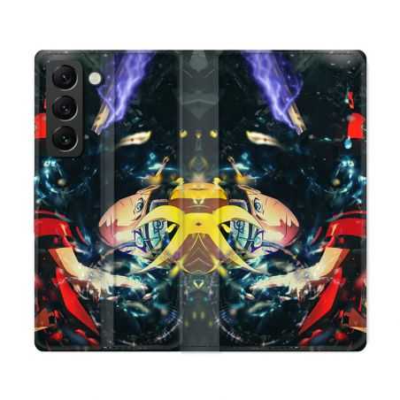 Housse Cuir Portefeuille Pour Samsung Galaxy S22 Ultra Manga Boruto Eclair
