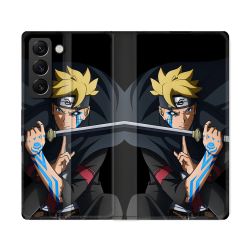Housse Cuir Portefeuille Pour Samsung Galaxy S22 Ultra Manga Boruto Tatouage