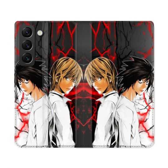 Housse Cuir Portefeuille Pour Samsung Galaxy S22 Ultra Manga Death Note Duo