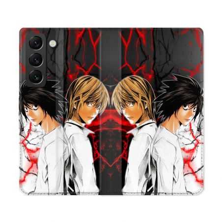 Housse Cuir Portefeuille Pour Samsung Galaxy S22 Ultra Manga Death Note Duo