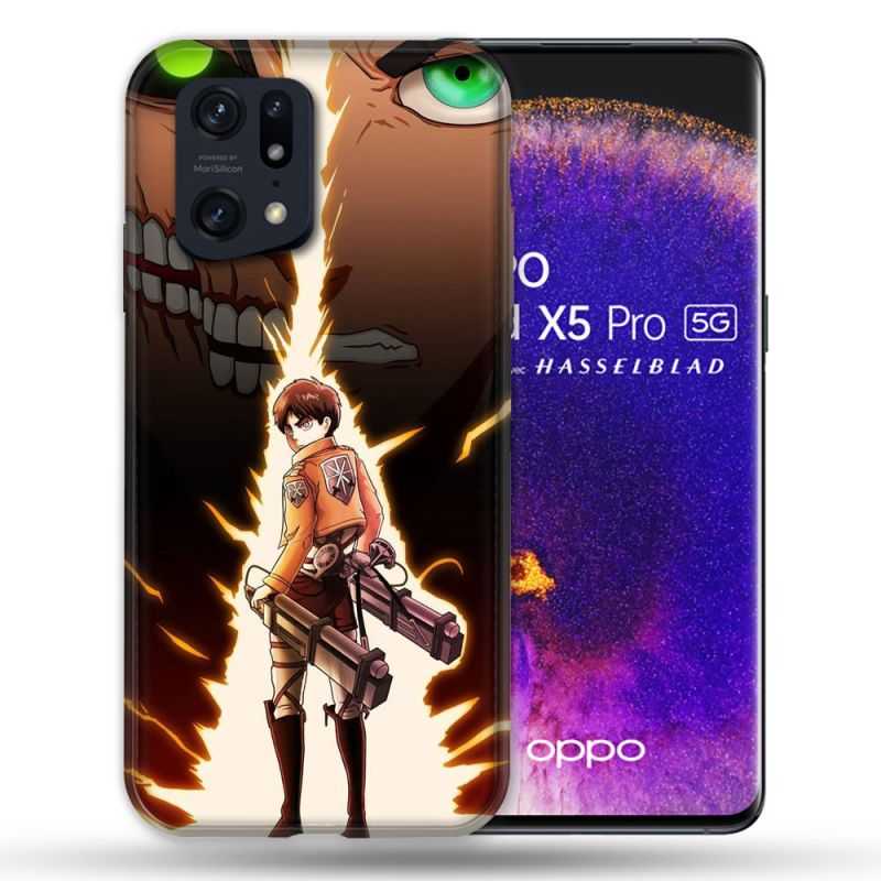 Coque Pour Oppo Find X5 Pro Manga Attaque Titans Eren Eclair