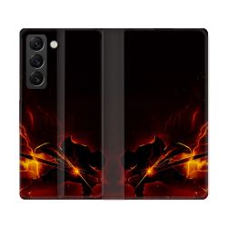 Housse Cuir Portefeuille Pour Samsung Galaxy S22 Ultra Manga Demon Slayer Electric