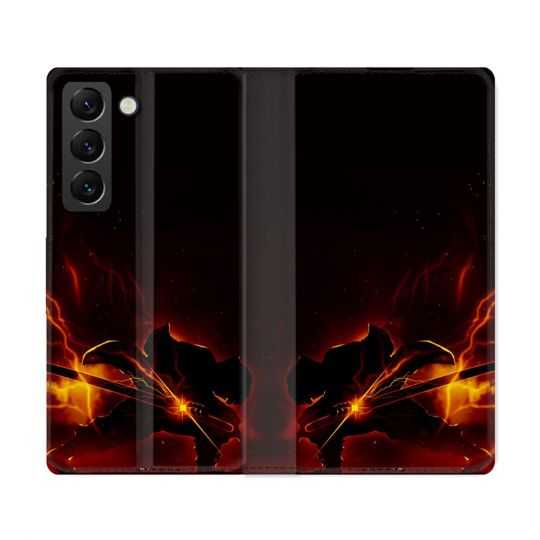 Housse Cuir Portefeuille Pour Samsung Galaxy S22 Ultra Manga Demon Slayer Electric