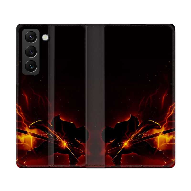 Housse Cuir Portefeuille Pour Samsung Galaxy S22 Ultra Manga Demon Slayer Electric