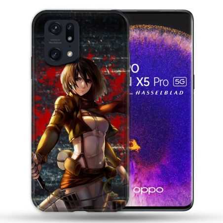 Coque Pour Oppo Find X5 Pro Manga Attaque Titans Mikasa
