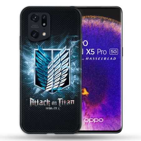 Coque Pour Oppo Find X5 Pro Manga Attaque Titans Noir
