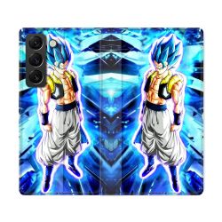 Housse Cuir Portefeuille Pour Samsung Galaxy S22 Ultra Manga Dragon Ball Gogeta Lumiere