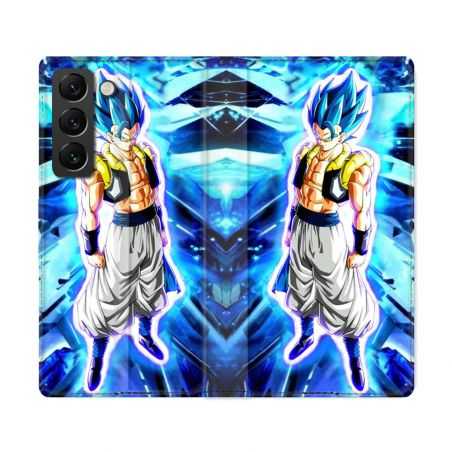 Housse Cuir Portefeuille Pour Samsung Galaxy S22 Ultra Manga Dragon Ball Gogeta Lumiere